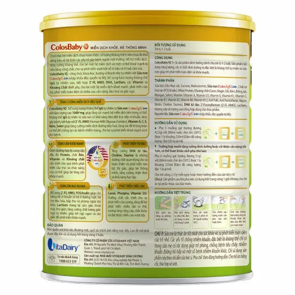 Sữa bột cho bé Colosbaby IQ Gold 1+ 800g (1 - 2 tuổi)