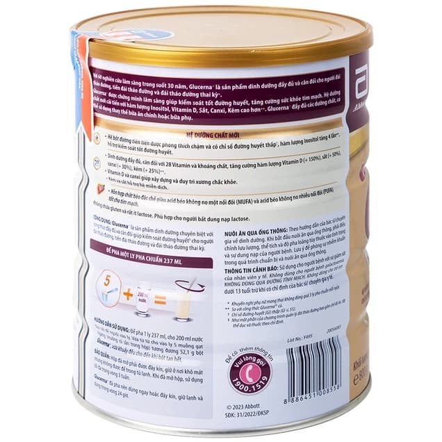 Sữa người lớn Abbott Glucerna bổ sung dinh dưỡng đặc biệt cho người đái tháo đường 800g