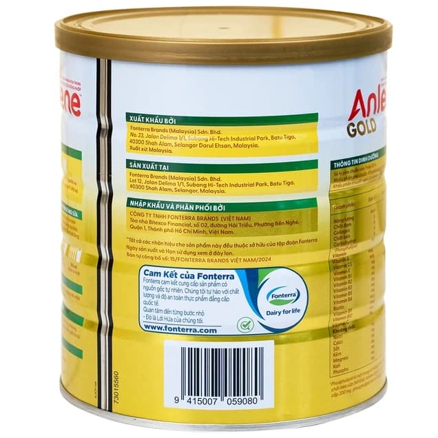 Sữa người lớn Anlene Gold 5X hương Vani tăng cường sức khỏe cơ-xương-khớp 800g (trên 40 tuổi)