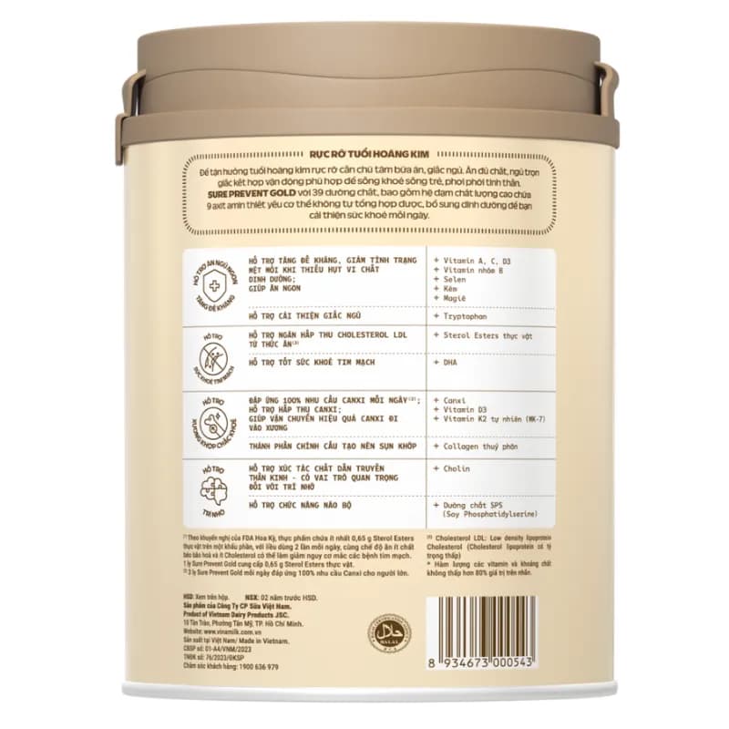 Sữa người lớn Vinamilk Sure Prevent Gold 900g