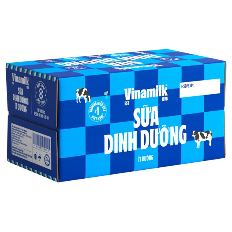 Sữa tươi Vinamilk Ít đường bịch 220ml