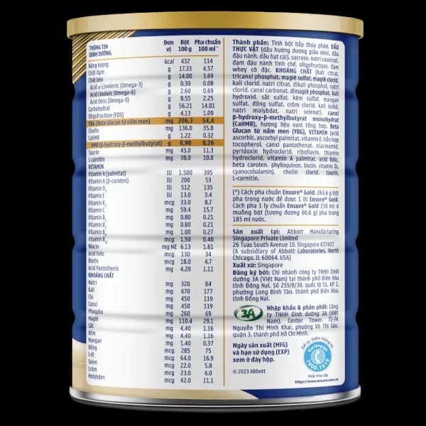 Sữa người lớn Ensure Gold 800g