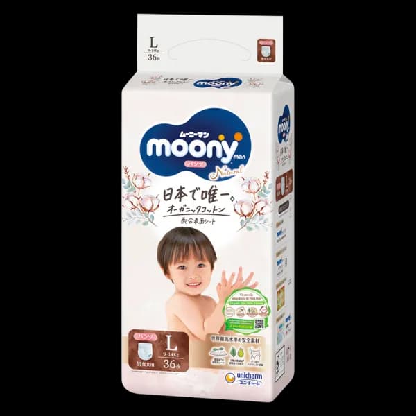 Tã quần Moony Natural/Moony Dịu nhẹ size L (36 miếng)