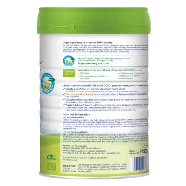 Sữa bột cho bé HiPP Organic Combiotic số 3 800g (1 - 3 tuổi)