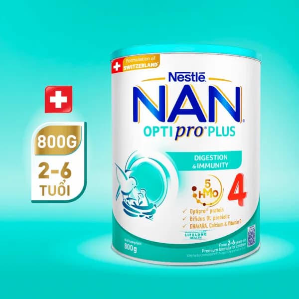 Sữa bột cho bé Nestle NAN Optipro Plus 4 800g (2 - 6 tuổi)