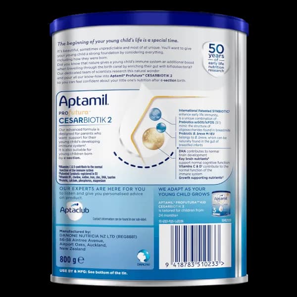 Sữa bột cho bé Aptamil Profutura Cesarbiotik New Zealand số 2 800g (1 - 2 tuổi)