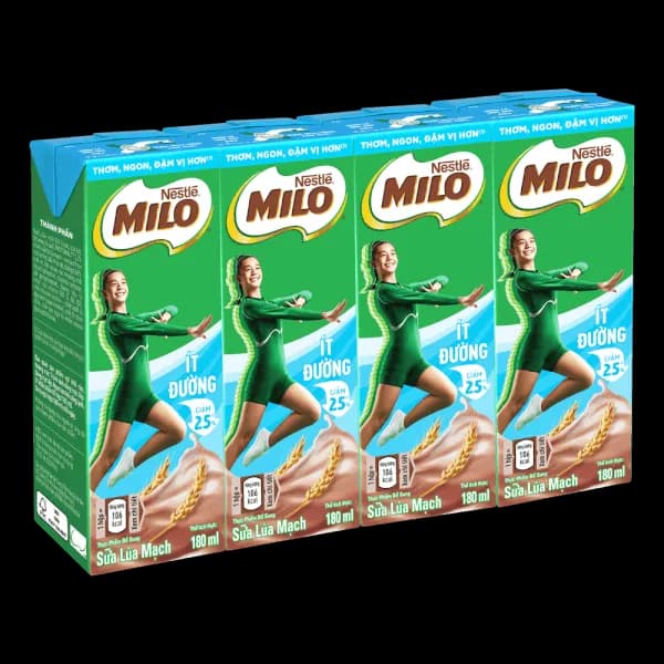 Sữa lúa mạch Nestlé Milo 180ml (lốc 4 hộp)
