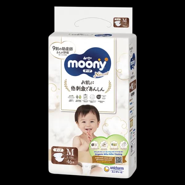 Tã dán Moony Natural/Moony Dịu nhẹ size M (46 miếng)