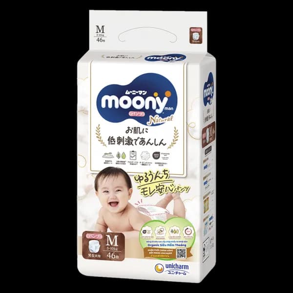 Tã quần Moony Natural/Moony Dịu nhẹ size M (46 miếng)