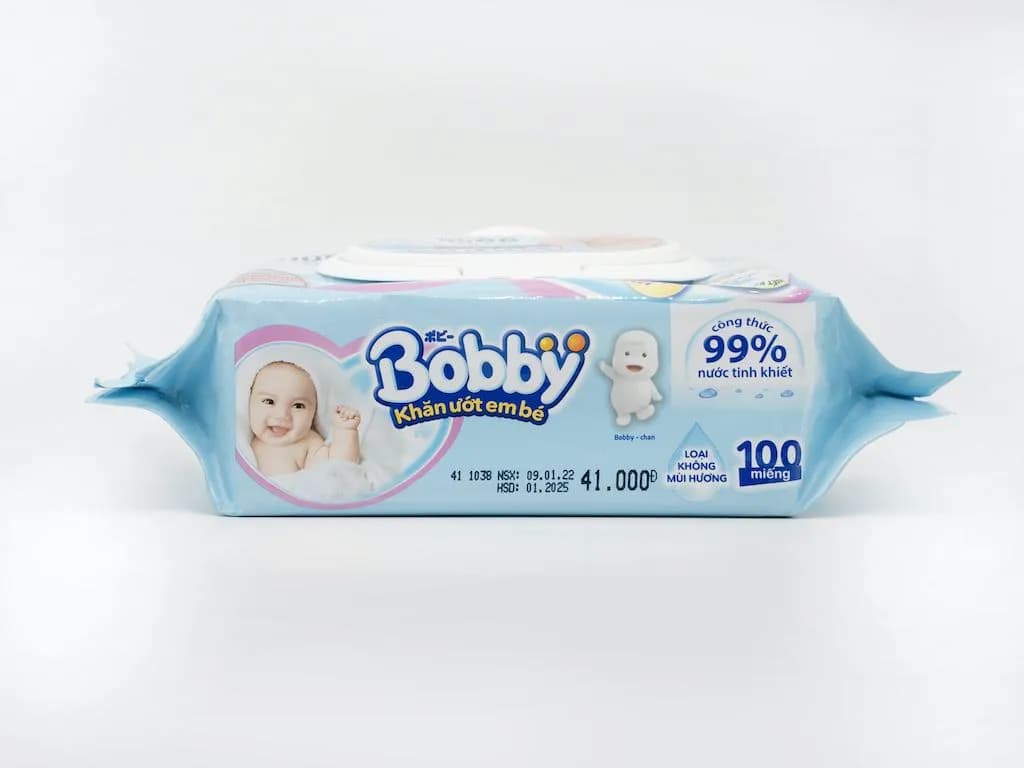 Khăn ướt em bé Bobby không mùi gói 100 miếng