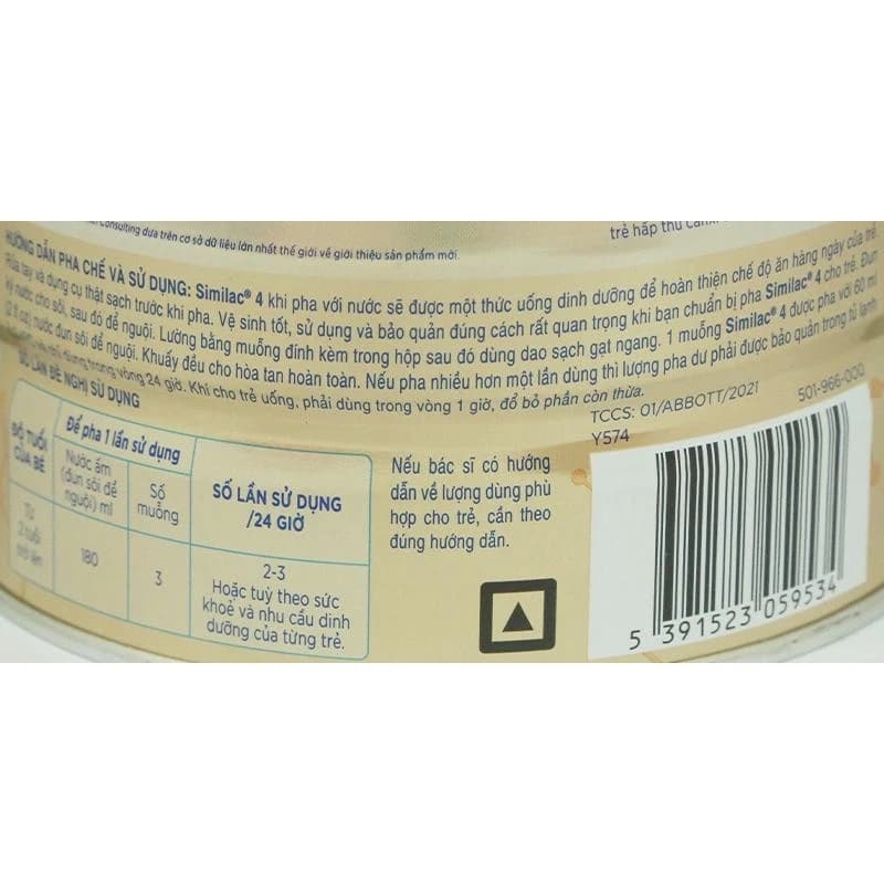 Sữa bột cho bé Similac 5G số 4 900g (2 - 6 tuổi)