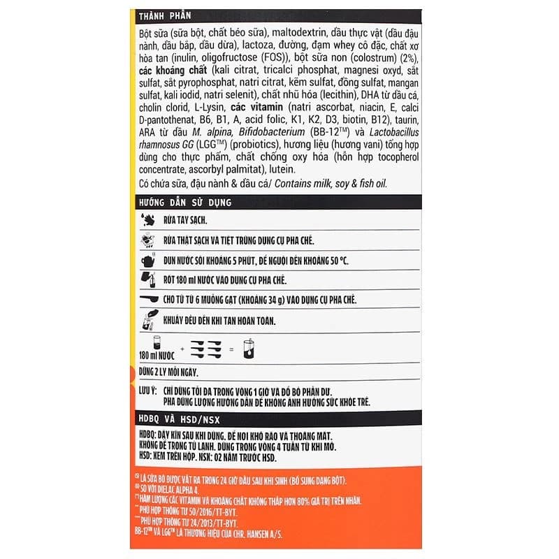 Sữa bột cho bé Vinamilk Dielac Gold 4 850g (2 - 6 tuổi)