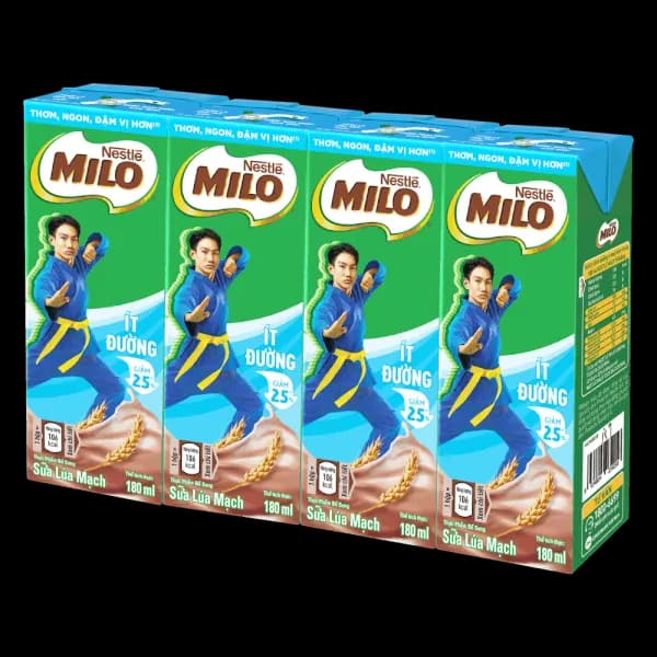 Sữa lúa mạch Nestlé Milo 180ml (lốc 4 hộp)