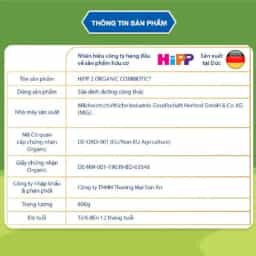 Sữa bột cho bé HiPP Organic Combiotic số 2 800g (6 - 12 tháng tuổi) - img_01KBWRZM000KX4G2HG02Z42XA8