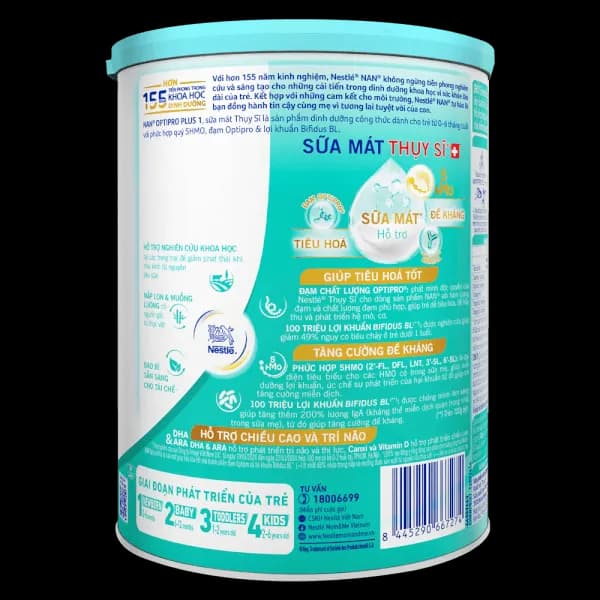 Sữa bột cho bé Nestle NAN Optipro Plus 1 800g 5HMO (0 - 6 tháng tuổi)