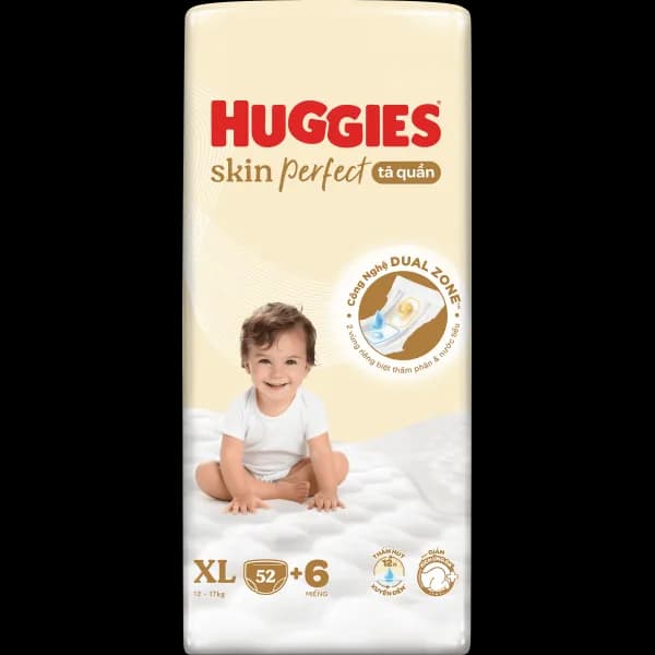 Tã quần Huggies SkinPerfect Pants size XL (52 + 6 miếng, 12 - 17kg)