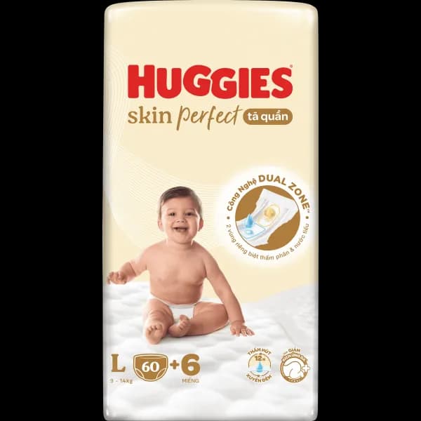 Tã quần Huggies SkinPerfect Pants size L (60 + 6 miếng, 9 - 14kg)