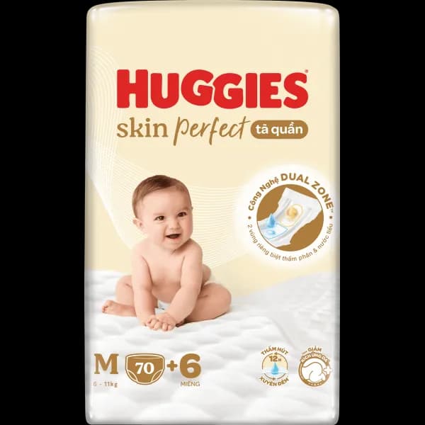 Tã quần Huggies SkinPerfect Pants size M (70 + 6 miếng, 6 - 11kg)